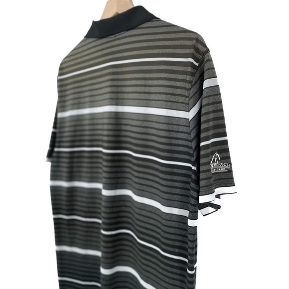 Nike Golf Men's Dry-Fit Tour Performance Striped Athletic Polo, Black Grey - XL - Picture 7 of 9